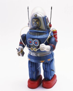 Arka planda küçük komik robot, kapat