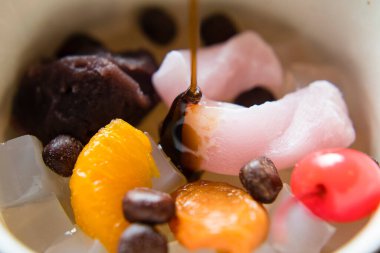 Lezzetli bir Japon şekerinin detaylı görüntüsü..