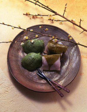 Lezzetli Asya yemeklerinin mutfak fotoğrafı. 