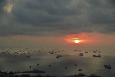 güzel şehir arkaplanı, şehir manzarası günbatımı manzarası yukarıdan