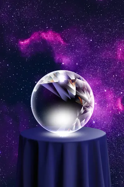 Ilustración Bola Cristal Bola Cristal Sobre Fondo Mágico — Foto de Stock