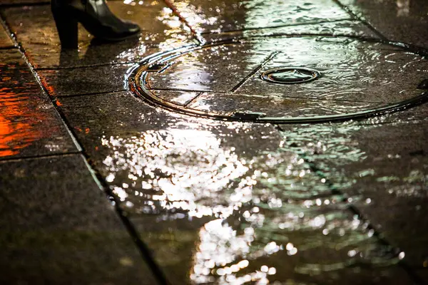 Water Druppels Natte Straat — Stockfoto