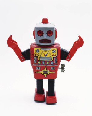 Arka planda küçük komik robot, kapat