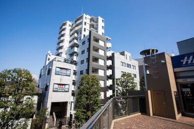 Modern şehir manzarası arka plan görüntüsü, şehir konsepti, Tokyo, Japonya