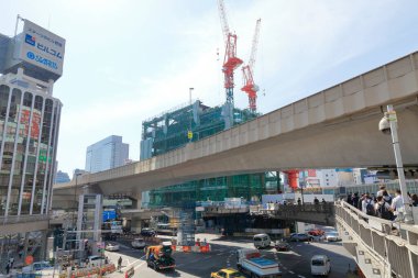 Tokyo, Japonya caddesinde inşaat alanı