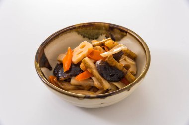 Lezzetli Asya yemeklerinin yakın çekim görüntüsü