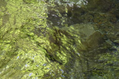 Dağlardaki nehir, su dalgalanması arka plan 