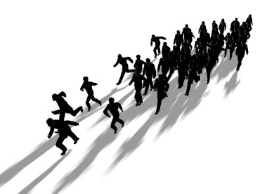  Beyaz arka planda çalışan bir grup iş adamı, 3 boyutlu illüstrasyon