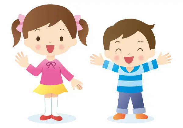 Cute Illustration Cartoon Happy Kids — Stock Photo, Image