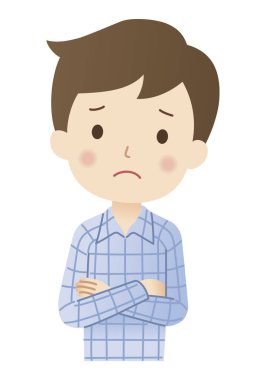 Çizgi film üzgün adamın hoş bir çizimi.