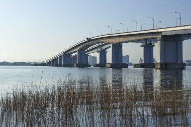 Shiga, Japonya 'daki Biwako Gölü Köprüsü