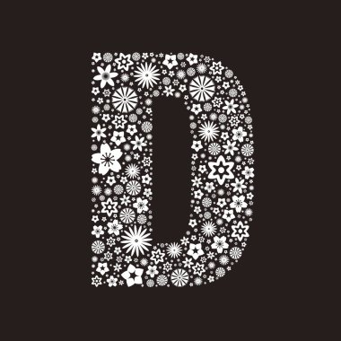 Kar tanelerinden yapılmış kış yazı tipi şablonu. D harfi.