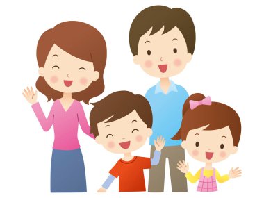 Mutlu aile çizgi filminin şirin bir çizimi.