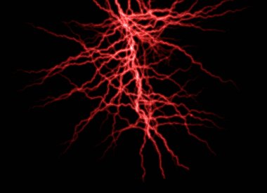 Siyah arkaplanda kırmızı yıldırım