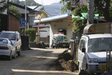 Japon yoluna bakan muhteşem binaların yüzeyleri boyunca canlı.