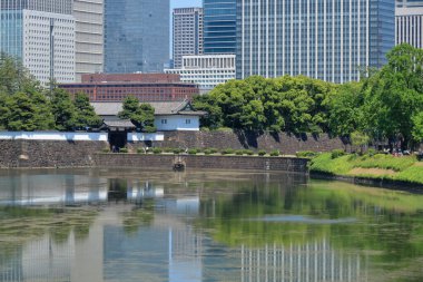 Tokyo İmparatorluk Sarayı 'ndaki Sakurada Kapısı, Tokyo, Japonya. Edo Kalesi 'nin Kapısı