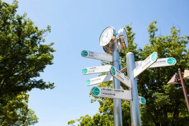 Ueno Park, Tokyo, Japonya 'daki rehber tahtası. 