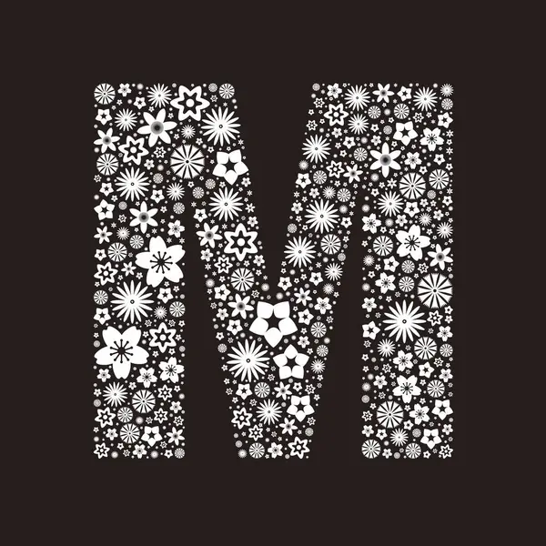 Winter font template made of snowflakes. Letter M