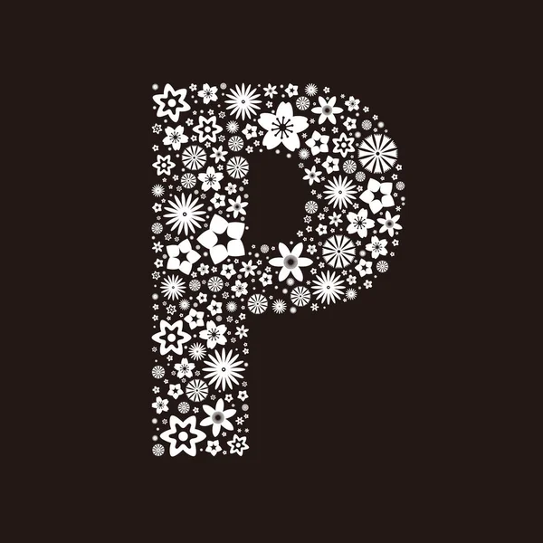 Winter font template made of snowflakes. Letter P