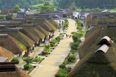 Ouchi Juku, eski posta kasabası Edo döneminin çatılı evleri, Fukushima, Japonya