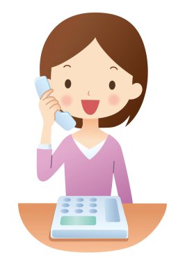 Çizgi filmdeki kadının telefonda konuştuğu hoş bir çizim.