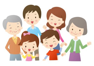 Mutlu aile çizgi filminin şirin bir çizimi.