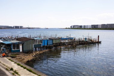 Haneda 'nın tekne rıhtımının manzarası, Ota, Tokyo, Japonya Haneda bölgesi.
