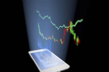 Hisse senedi grafiğinde akıllı telefon