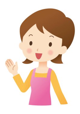 Sevimli kız el sallayan çizgi film karakteri