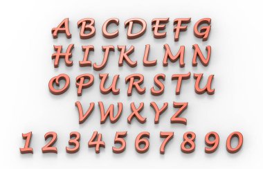 Beyaz arkaplanda 3d alfabe ve numaraların oluşturulmasıName 