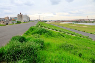 Yazın şehrin kaldırım manzarası