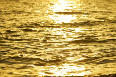 Gün batımında sahilde deniz dalgaları     