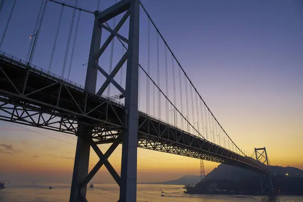 beautiful view of the sea bridge at sunset