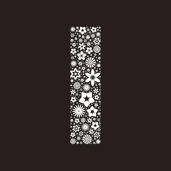 Winter font template made of snowflakes. Letter I