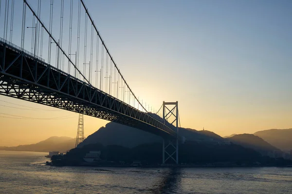 beautiful view of the sea bridge at sunset