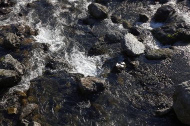 Taşlı dağ nehrinin havadan görünüşü