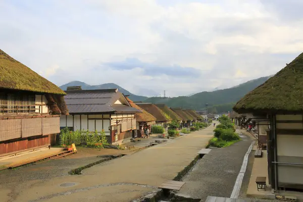 Ouchi Juku Ehemalige Poststadt Mit Strohgedeckten Häusern Aus Der Edo — Stockfoto