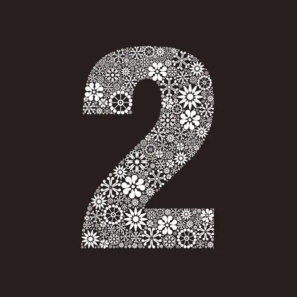 Winter font template made of snowflakes. Number 2