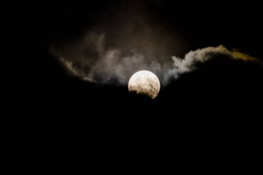 Gece karanlığında dolunay.