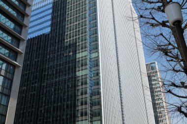 Yüksek binalar ve mavi gökyüzü - Tokyo, Japonya