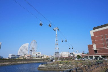 Yokohama 'nın Minato Mirai bölgesindeki Yokohama hava kabini.. 