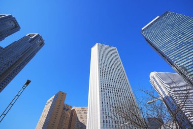 Yüksek binalar ve mavi gökyüzü - Tokyo, Japonya