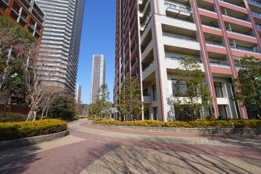 Yüksek binalar ve mavi gökyüzü - Tokyo, Japonya