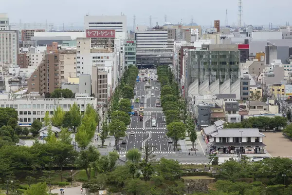Japon Şehrinin Modern Mimarisinin Gündüz Görüşü — Stok fotoğraf