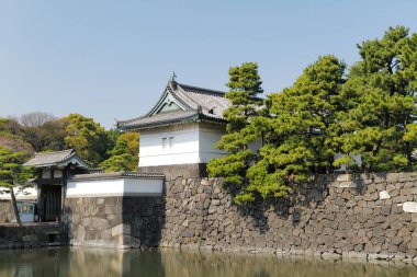 Tokyo İmparatorluk Sarayı 'ndaki Sakurada Kapısı, Tokyo, Japonya. Edo Kalesi 'nin Kapısı