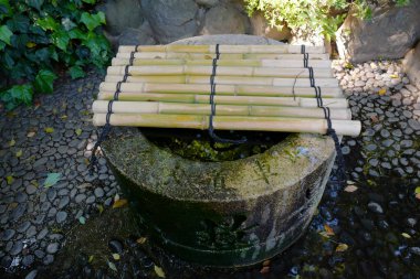 Bambu kapaklı eski bir taş.