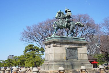 Kokyogaien, Chiyoda City, Tokyo, Japonya 'daki Kusunoki Masashige Heykeli