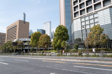 Güneşli bir günde Japonya 'daki cadde manzarası