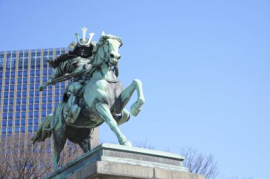 Kokyogaien, Chiyoda City, Tokyo, Japonya 'daki Kusunoki Masashige Heykeli