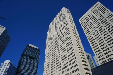 Yüksek binalar ve mavi gökyüzü - Tokyo, Japonya